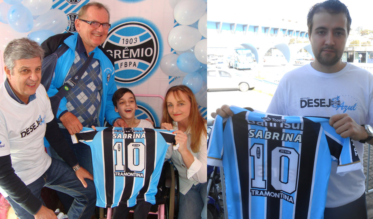 
Dia 19 Sabrina estará de aniversário. E segundo sua mãe Simone Helff o grande desejo da menina era ganhar um uniforme completo do Grêmio. O presente começou a ganhar forma quando em Porto Alegre o voluntário Guilherme Hostyn de Queiroz postou via Correio para a cidade de Santa Cruz / RS o kit com o uniforme. Quem o recebeu foi o Cônsul do Grêmio naquela cidade Sérgio Scholante. E nesta semana ainda o Consulado do Grêmio de Santa Cruz composto ainda por Nelson Kich e Gustavo Luz levaram até a casa da menina este presentão de aniversário. A alegria foi geral, principalmente para menina que não cabia de tanta emoção e felicidade. Parabéns e muita saúde grande gremista!
 