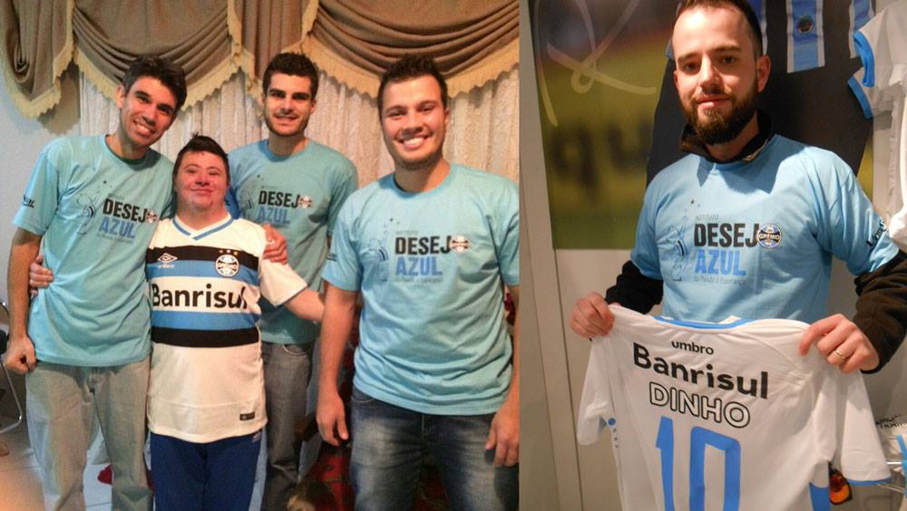 Em Porto Alegre o voluntário Claudio Fernando Jaeger F postou pelos Correios a camiseta oficial do Grêmio personalizada . Os primeiros a receberam foram os componentes do Consulado de Tapejara Edenilson, Lucas e Sidinei Júnior que tendo a frente Francisco Baccegaco foram até a APAE daquele cidade e entregaram em mãos para o Dinho.