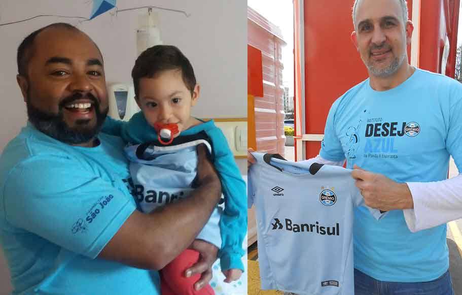 Para levar a camiseta do Grêmio para o Kauã que mora em Caxias do Sul montamos a nossa rede azul do bem. Primeiro o voluntário Daniel Vasques enviou o presente para à serra via correios. O primeiro a receber foi o voluntário morador daquela cidade Patrick Oliveira Costa que tratou de levar em mãos na casa do pequeno tricolor o manto sagrado para a alegria de toda sua família.