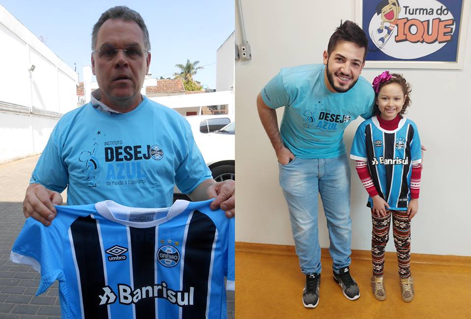 E mais uma vez a grande roda do bem tricolor entrou em ação. Desta vez quem que ganhou a camiseta do Grêmio foi a tricolor Ana Luisa. Primeiro o voluntário Guilherme Cassel de Porto Alegre enviou a camiseta da menina via correios. Na Cidade Universitária o primeiro a receber foi o voluntário Jean Silva que depois tratou d levar o presente na Turma do Ique onde a menina faz tratamento. Estamos todos na torcida pela recuperação da Ana Luisa!