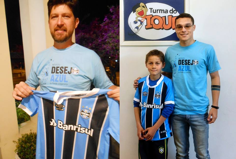 Em Porto Alegre o voluntário Edson Berwanger postou a camiseta do Grêmio via correios para Santa Maria. Lá o primeiro a receber foi o voluntário Gabriel Borin que tratou de levar em mãos ao Carlos Miguel que faz tratamento na Turma do Ique.