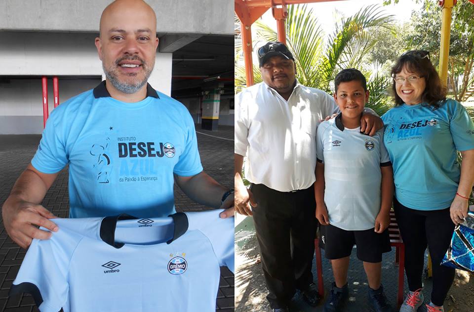 Em Porto Alegre o voluntário André Mendes enviou a camiseta do Wesley para Lageado via Correios. O primeiro a receber a camiseta foi o voluntário Fernando Farias ( substituído por sua esposa Silvana Bagatini no momento da ação) que depois tratou de levar a camiseta oficial do Grêmio nas mãos do menino na APAE DE LAGEADO. Agora Wesley vai assistir a final da Libertadores uniformizado.