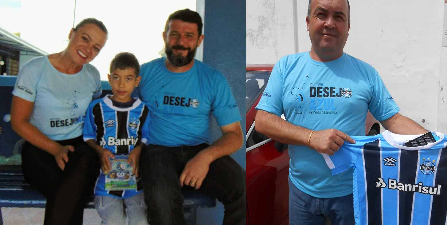 Elieser faz acompanhamento na APAE de Encantado. O seu desejo era ganhar uma camiseta oficial do Grêmio. Algo que foi possível com a colaboração dos voluntários Josely Rosa ( Porto Alegre ) e Ramon Zuchetti ( Encantado). Agora bem próximo de mais uma final, Elieser já vai torcer envergando a camiseta tricolor.