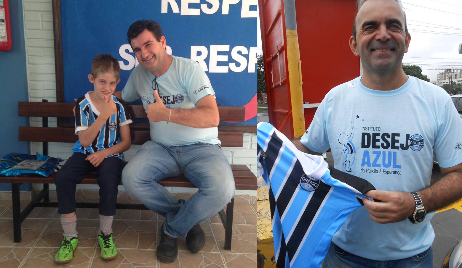 Vinicius faz acompanhamento na APAE de Encantado. Este tricolor estava muito feliz pois além do Grêmio ter se sagrado campeão gaúcho dias atrás ele recebeu a camiseta oficial do Rei de Copas. A ação contou com a participação dos voluntários Daniel Gianezini ( Encantado ) e Alexis Efremides ( Porto Alegre).