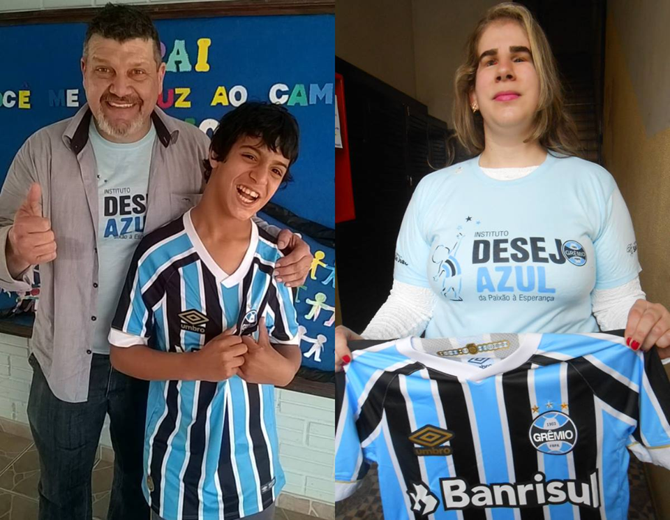 Richar faz acompanhamento na APAE de Encantado. O menino vibra com o Grêmio como poucos. Torcedor fanático pelo Tricolor Rei de Copas. A camiseta chegou até o Richar com a colaboração da voluntária Bianka Rauber ( Porto Alegre) e Ramon Mazzarino ( Encantado).