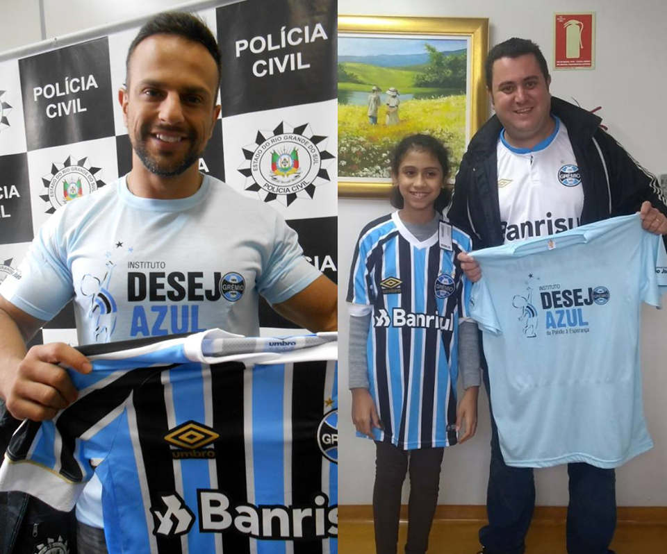 Mayara faz tratamento na Turma do Ique em Santa Maria. Está fazendo consultas periódicas e em muito breve estará em casa. Para que o manto tricolor chegasse até ela acionamos em Porto Alegre o voluntário Rafael Pereira que enviou via Sedex para Santa Maria. O primeiro a receber foi o voluntário Maurício Turchiello que tratou de levar em mãos para a alegria e felicidade da Mayara.