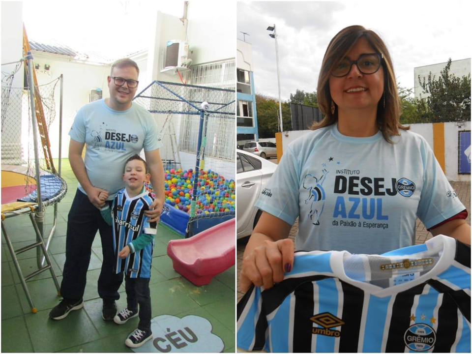 Pedro faz acompanhamento na APAE de Lajeado. Seu desejo era ganhar uma camiseta do Tricolor. Para tanto acionamos uma corrente forte , onde o sentimento pelo Grêmio é o principal combustível. Em Porto Alegre e voluntária Angélica Moreira enviou via correios a camiseta para Lajeado. O primeiro a receber o presente foi o voluntário Pedro Kipper. Este tratou de entregar em mãos para o seu xará na APAE daquela cidade.