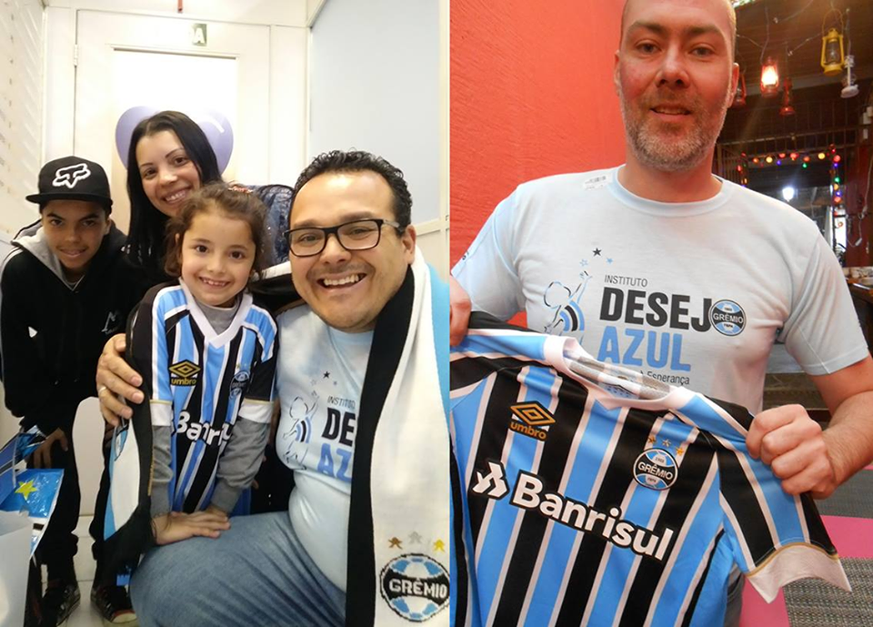 Yasmin faz um longo tratamento de saúde em Caxias do Sul. E um dos seus grande desejos era ganhar a camiseta oficial do Grêmio. E para que esse desejo fosse concretizado acionamos dois grandes gremistas. Em Porto Alegre o voluntário Rafael Bacchin tratou de enviar via correios a camiseta para a cidade serrana. O primeiro a receber foi o voluntário e morador de Caxias do Sul , Alexandre Gonçalves de Oliveira. Ele e Bruna Monsani , nossa representante em Caxias se deslocaram de carro até a casa da família da menina que era só alegria e felicidade no momento da entrega do presente.