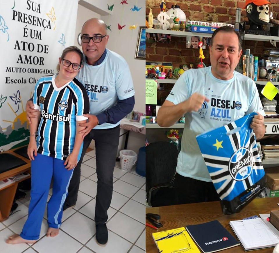 Charlote mora em Brusque Santa Catarina. Seu desejo era ganhar uma camiseta oficial do Grêmio, seu time do coração. Mesmo de longe acompanha e torce muito pelo tricolor . E com a colaboração dos voluntários Eduardo Giez Estima que enviou de Porto Alegre o presentão pelo Correios e do voluntário Luis Humberto Padula , Charlote veste hoje com o orgulho o manto tricolor.